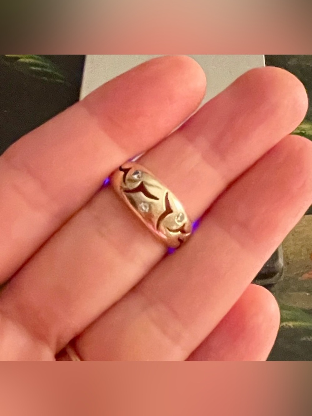 Vintage 14K Diamond Seagull Dome Ring, 7
